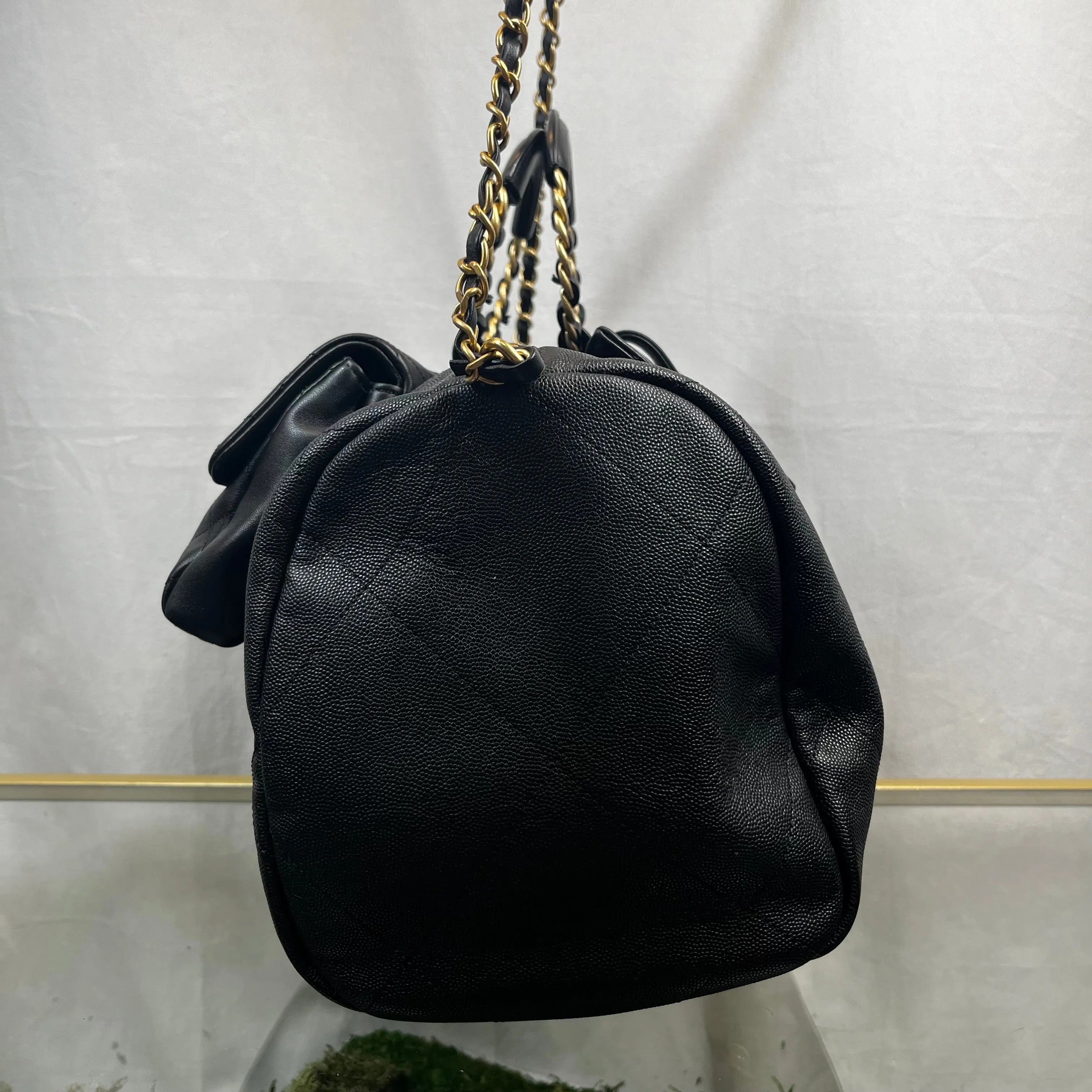 CHANEL In The Loop Black Caviar Lambskin Quilted Satchel