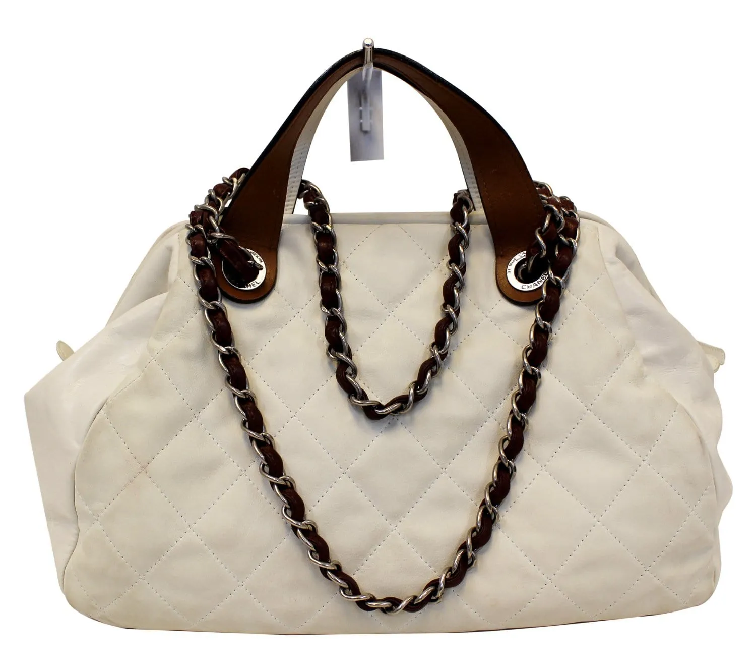 CHANEL Leather Small In-The-Mix White Satchel Bag