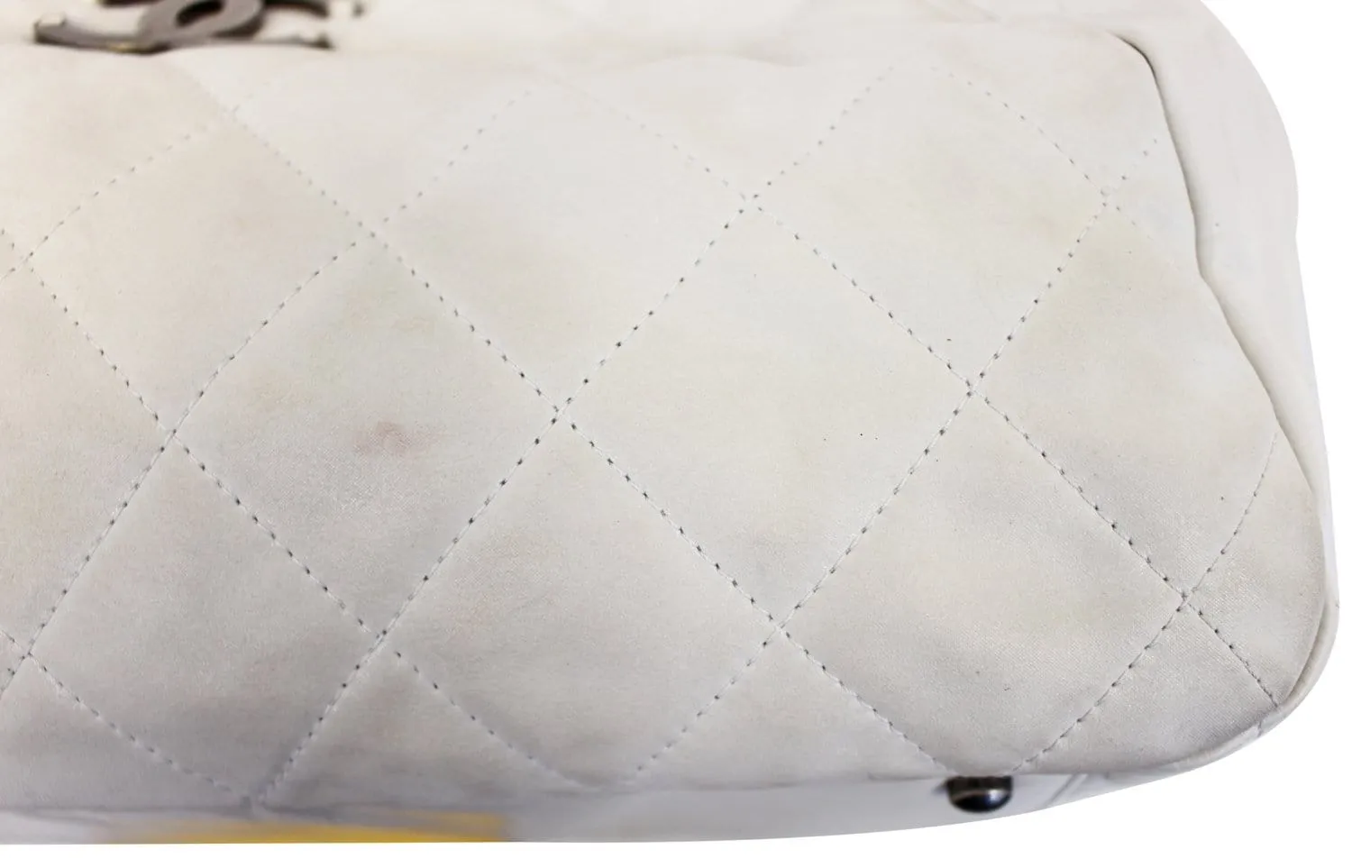 CHANEL Leather Small In-The-Mix White Satchel Bag