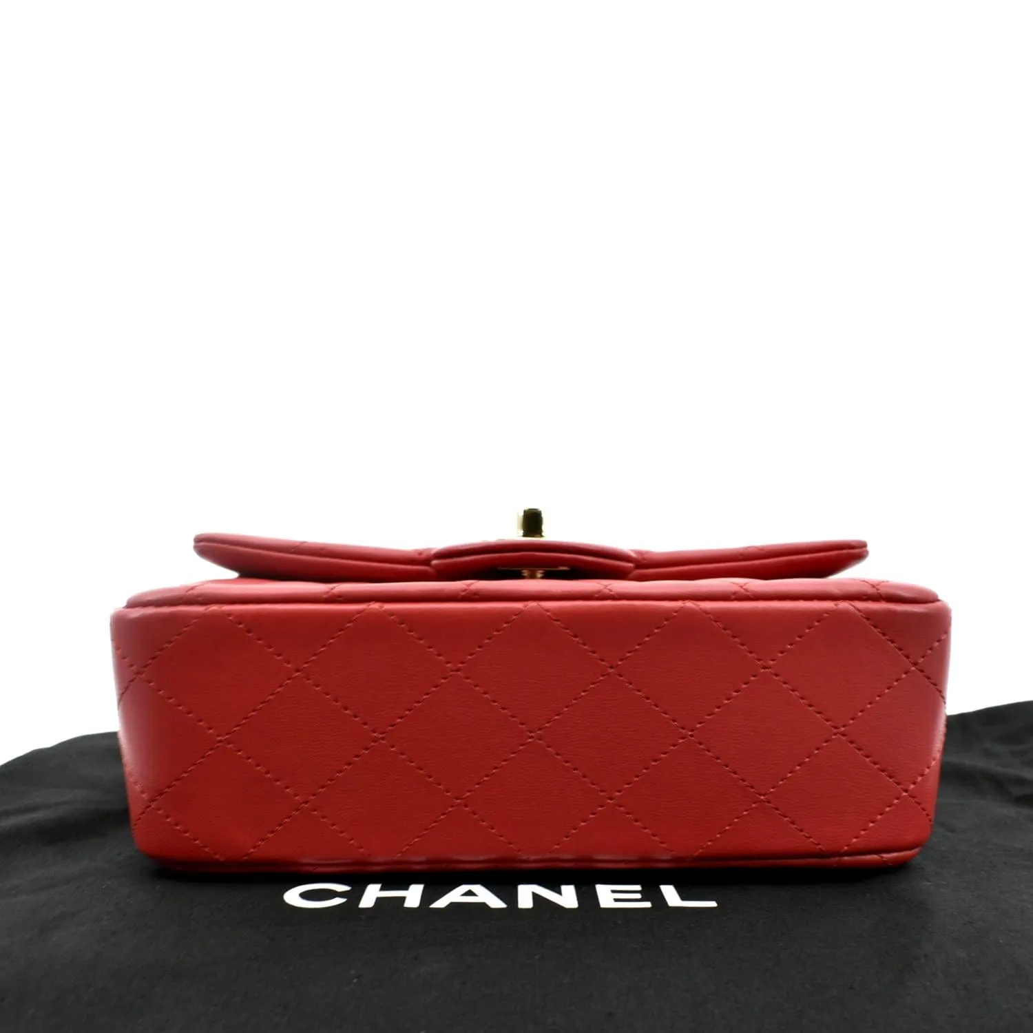 CHANEL Mini Top Handle Rectangular Flap Quilted Leather Crossbody Bag Red