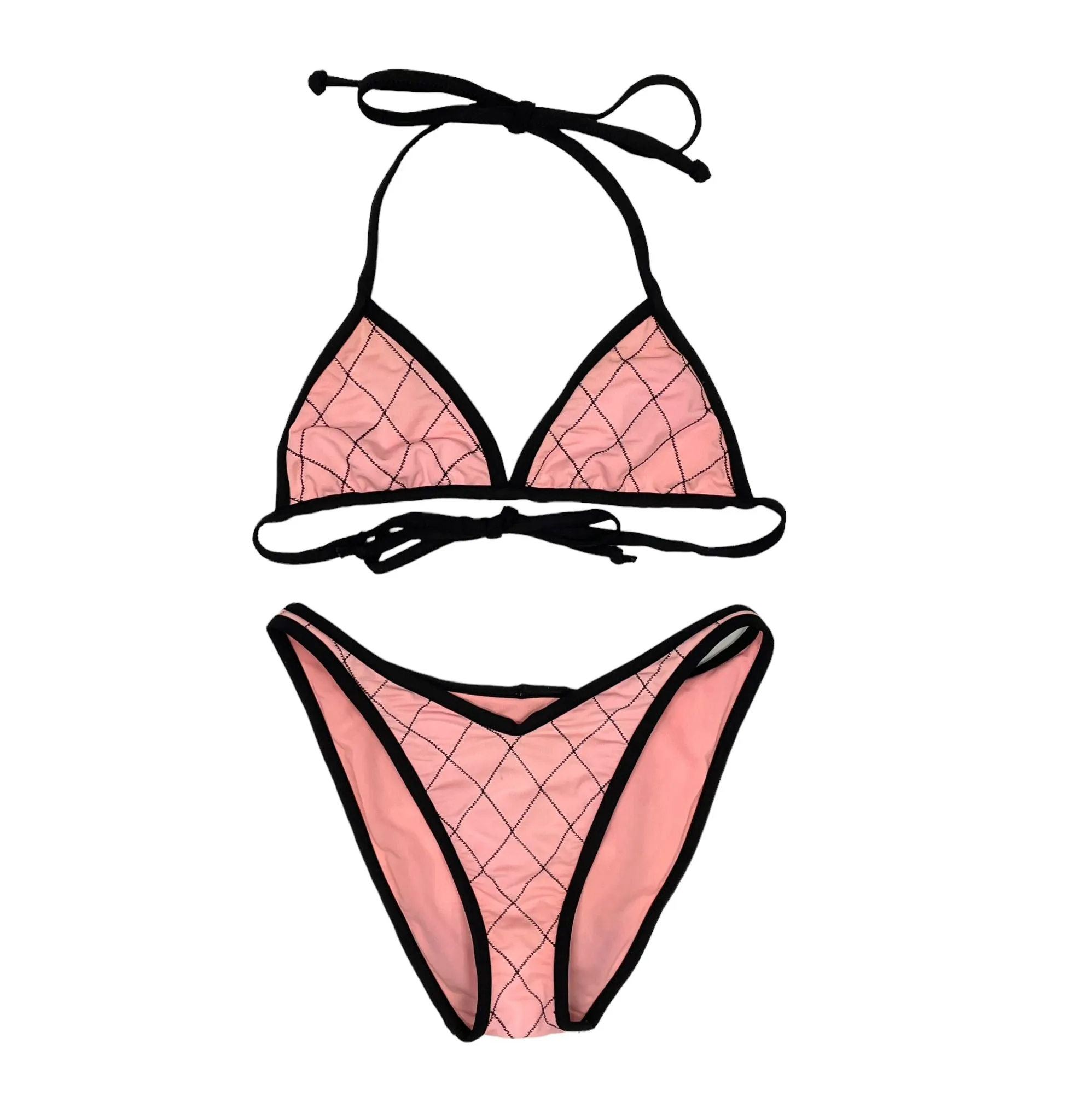 Chanel Pink Contrast Quilted Bikini