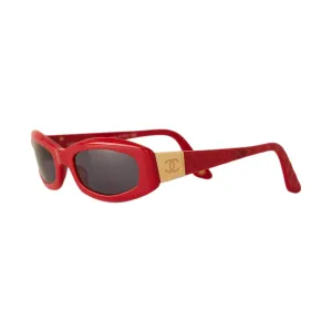 Chanel Red Quilted Logo Sunglasses