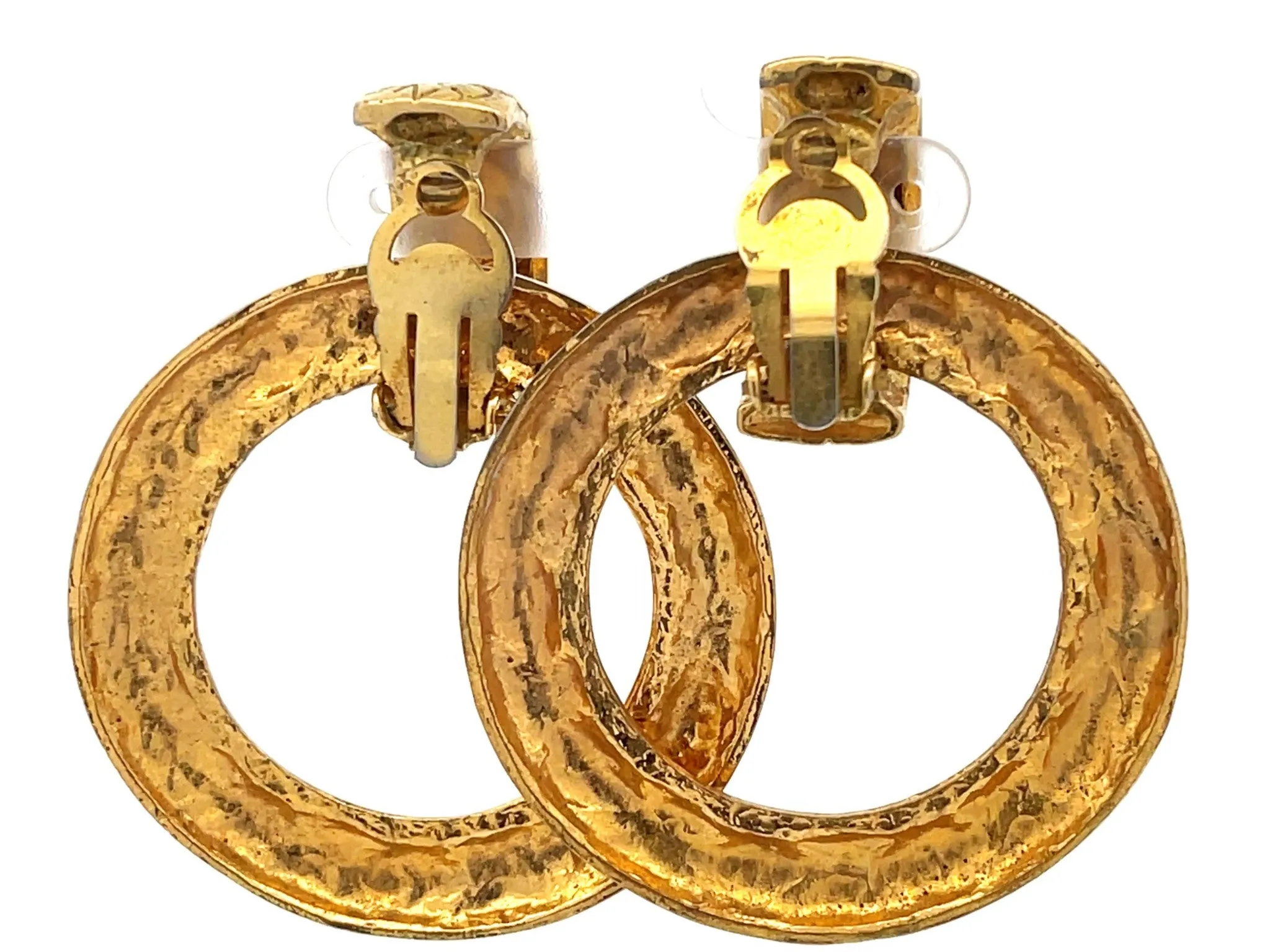CHANEL Vintage Quilted Hoop Earrings
