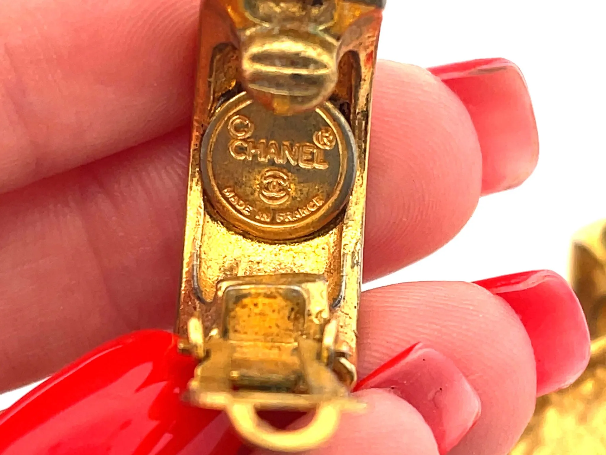 CHANEL Vintage Quilted Hoop Earrings