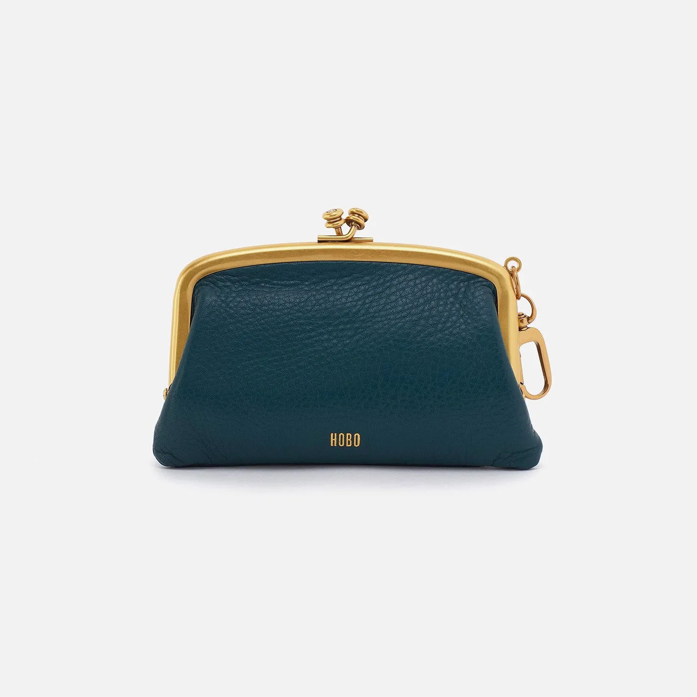 Cheer Frame Pouch In Pebbled Leather - Midnight Teal