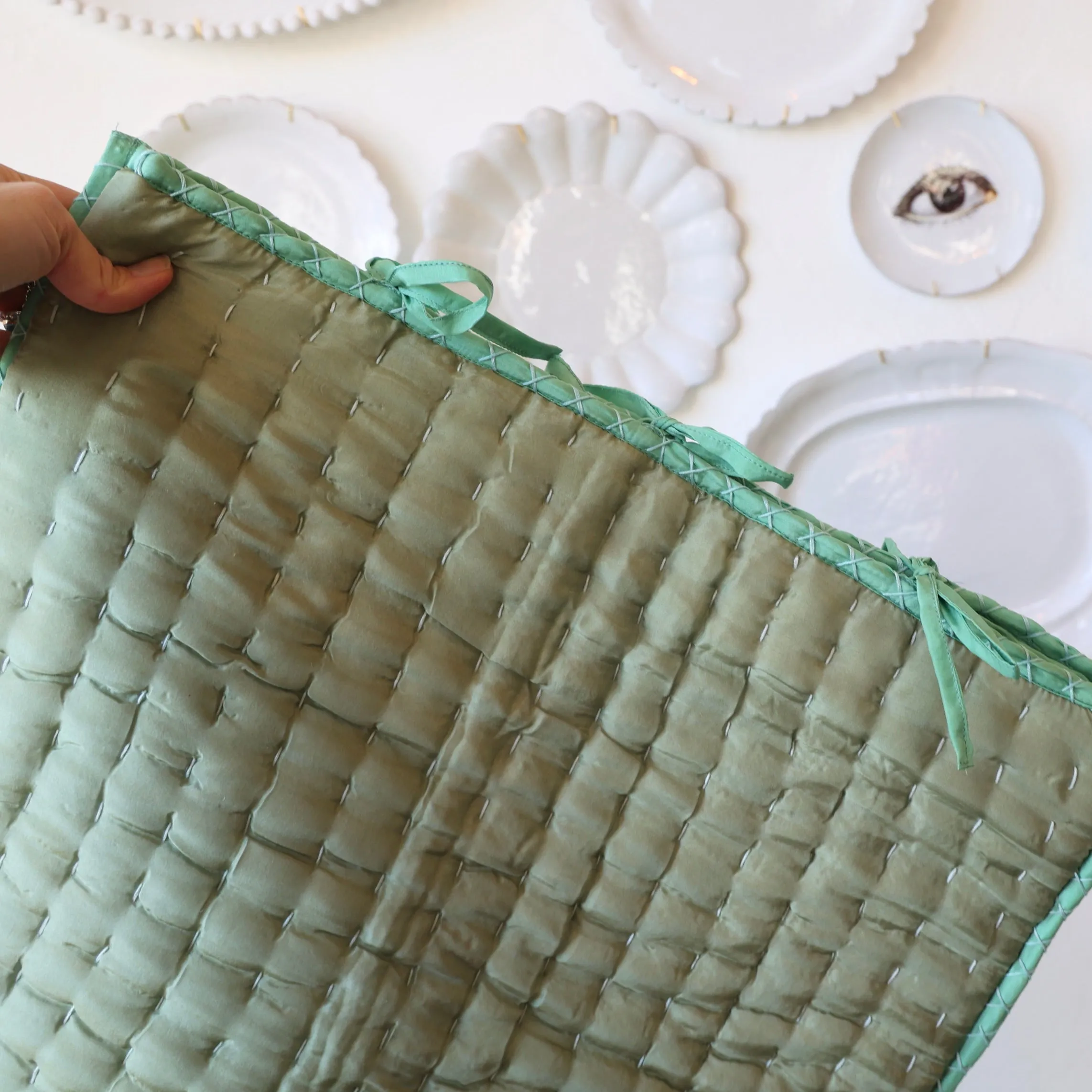 Chenevard Quilts   Pillowcases - Eau de Nil/Celadon