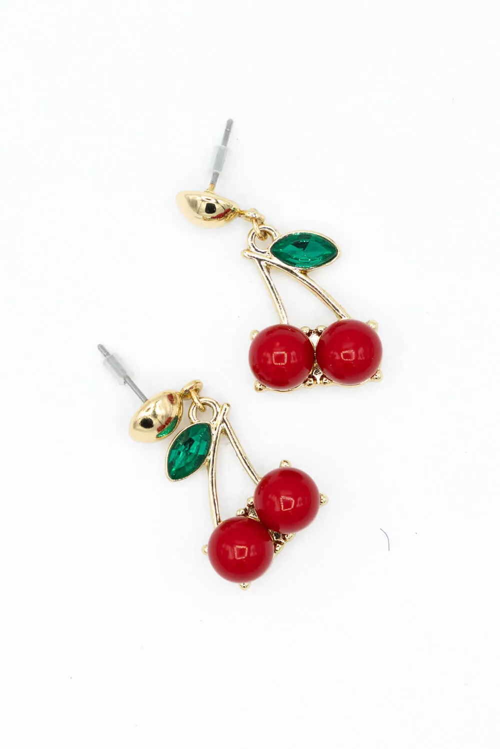 Cherry Drop Earrings in Gold | CEB258-GDMRE