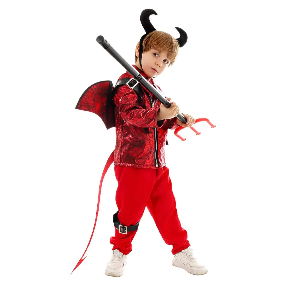 Childrenswear Halloween Punk Style Red Imp Cosplay  Performance Costumes School Stage Costumes