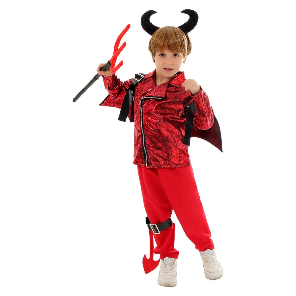 Childrenswear Halloween Punk Style Red Imp Cosplay  Performance Costumes School Stage Costumes