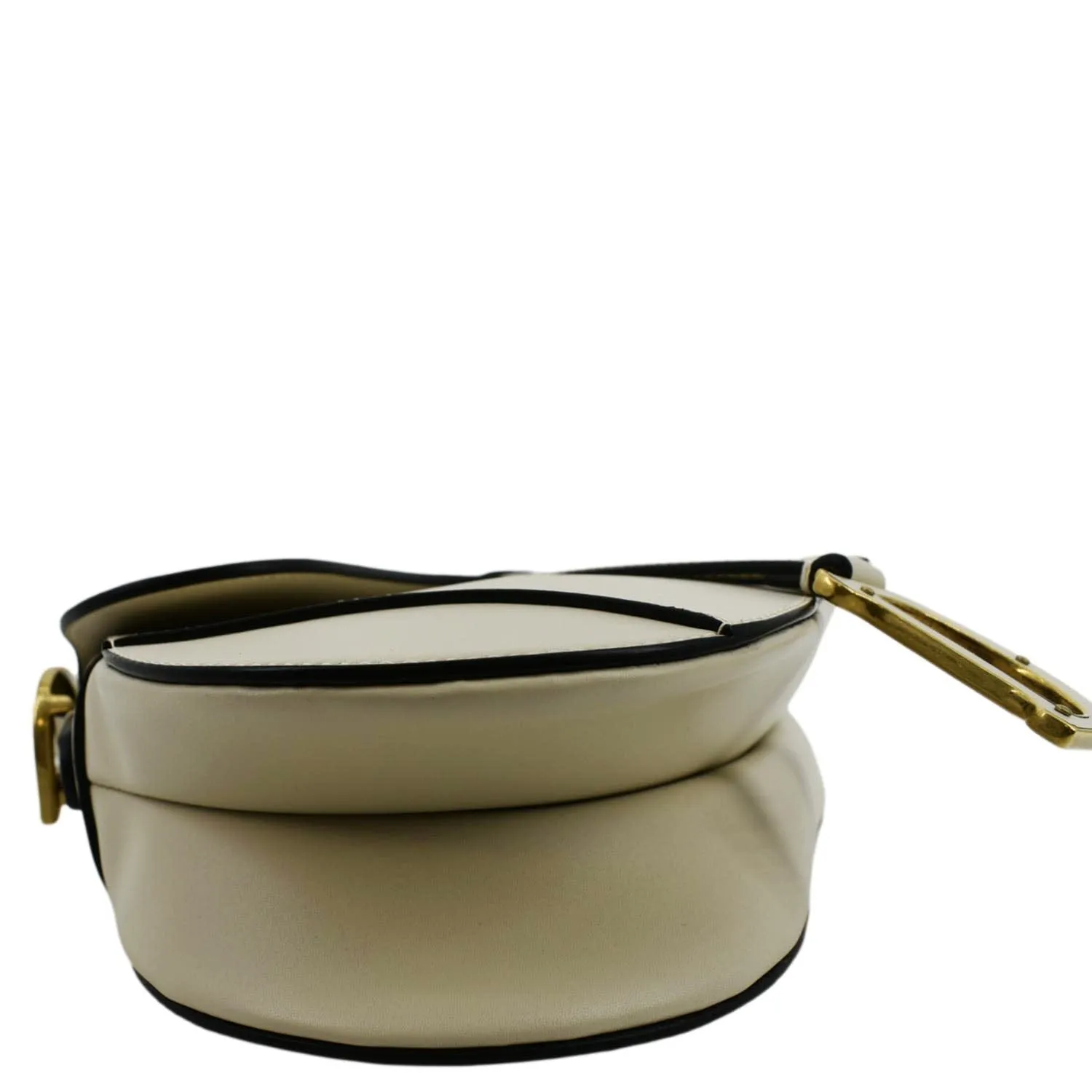 CHRISTIAN DIOR Saddle Smooth Calfskin Leather Satchel Shoulder Bag Dusty Ivory