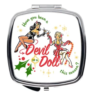 Christmas Pinup Compact Mirror - white