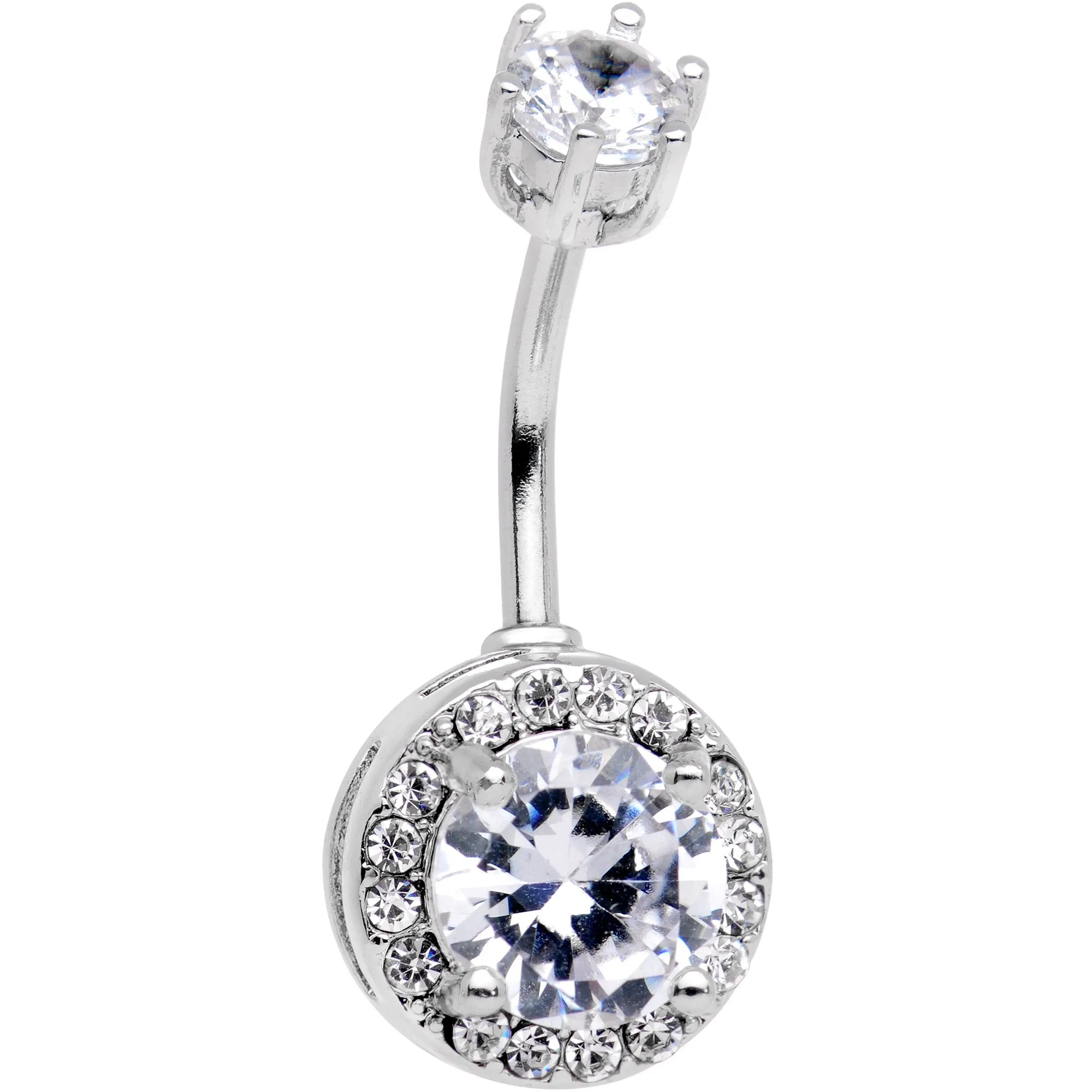 Clear Gem Top to Bottom Trendy Belly Ring
