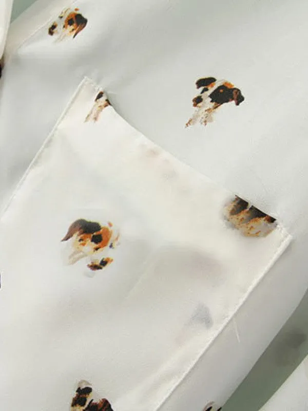 Clearance - puppy v-neck chiffon shirt