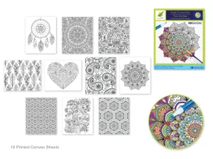 Color Factory: 9.8"x11.8" Canvas Pad w/Design Outlines 10Sheet Asst  Abstract Art