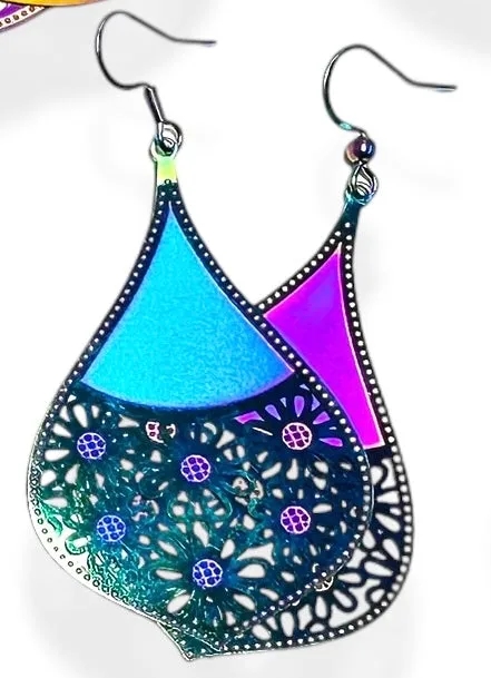 Colorful Laser and Steel  Earrings/Affordable Earrings/ Family Earrings /Nature Earrings