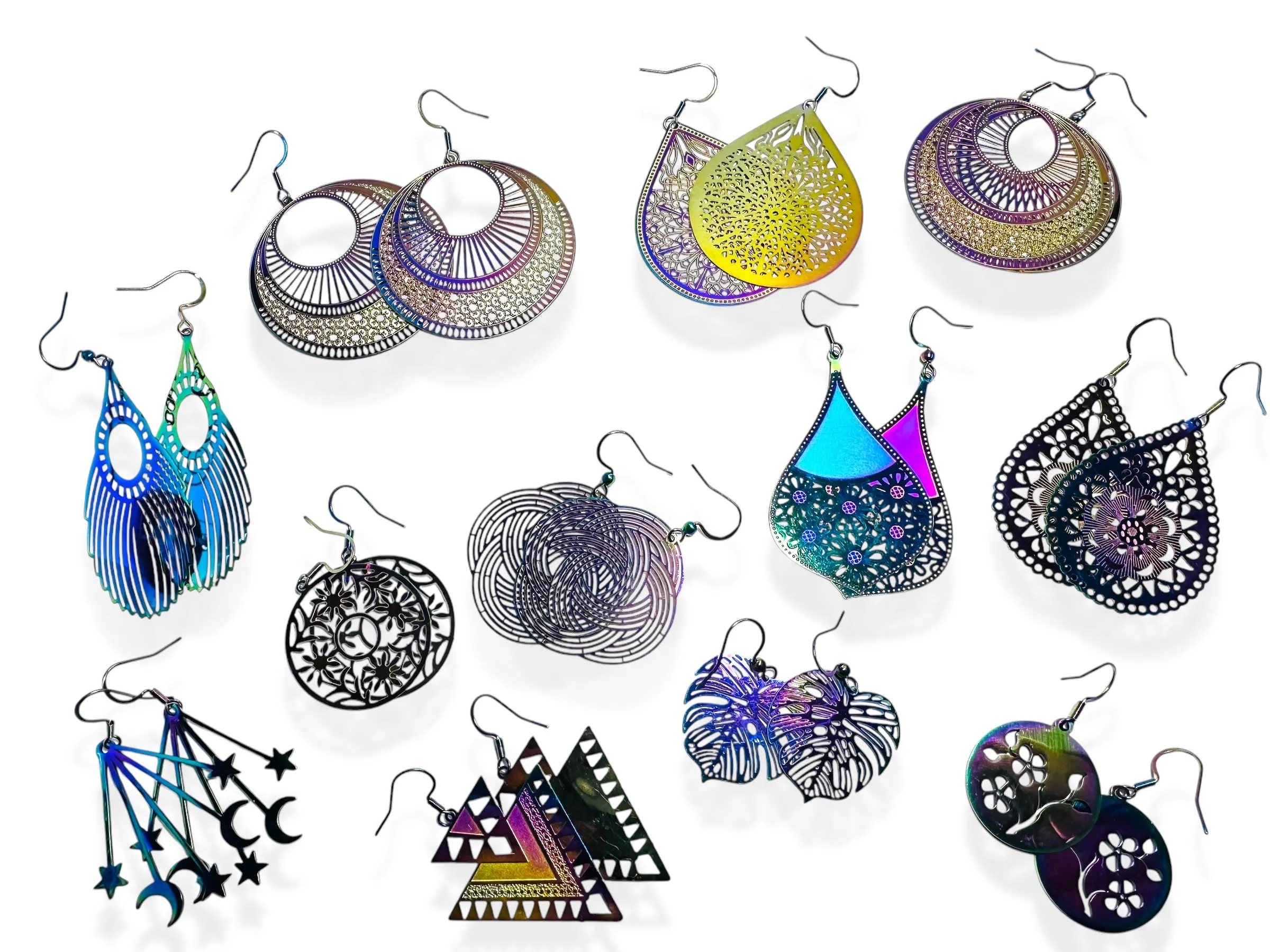 Colorful Laser and Steel  Earrings/Affordable Earrings/ Family Earrings /Nature Earrings
