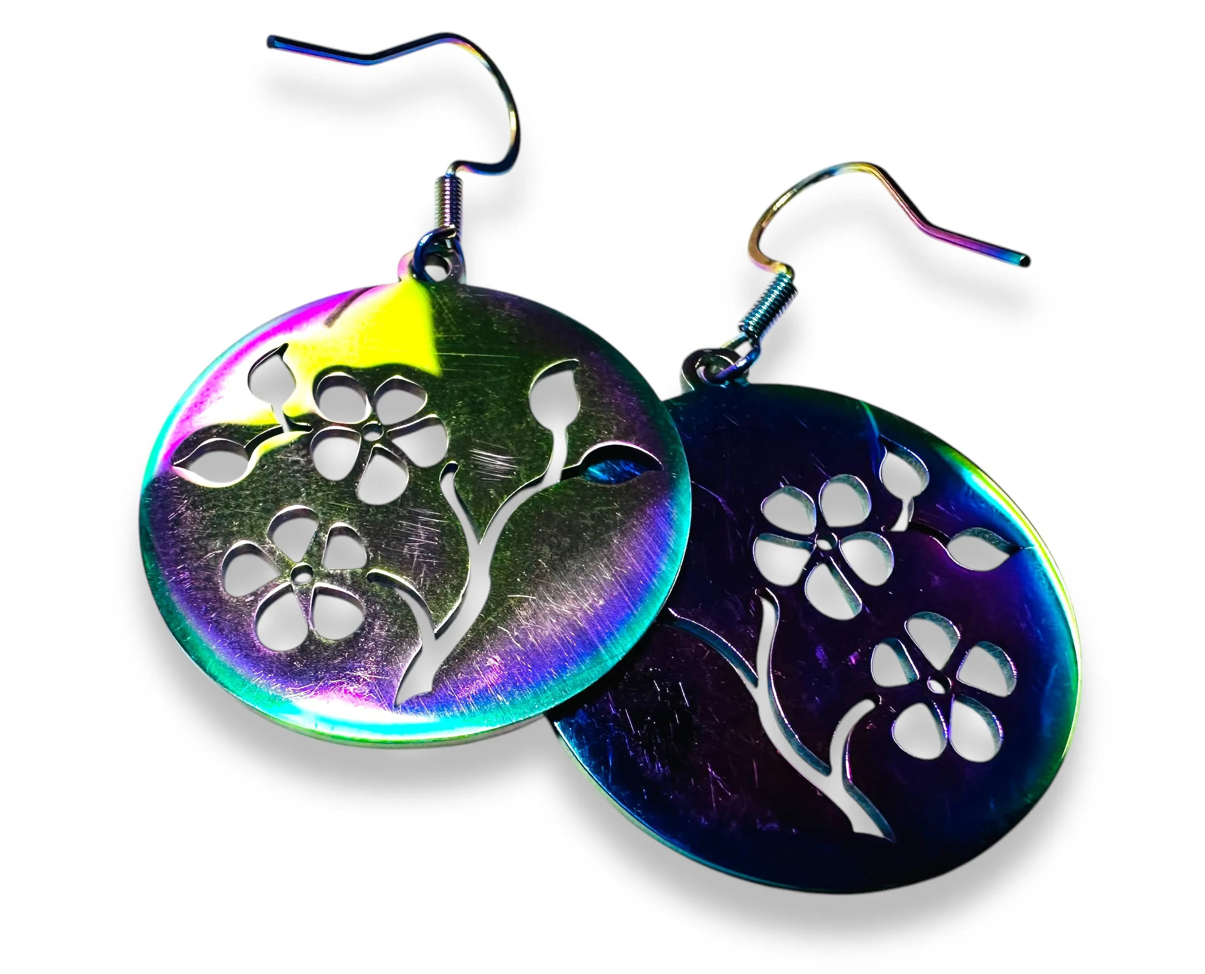 Colorful Laser and Steel  Earrings/Affordable Earrings/ Family Earrings /Nature Earrings
