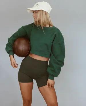Cropped Fleece Sweatshirt - Duffel Green