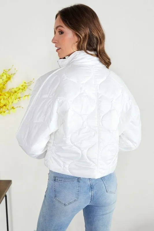 Cropped quilted white jacket