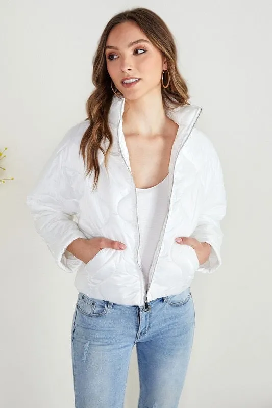 Cropped quilted white jacket