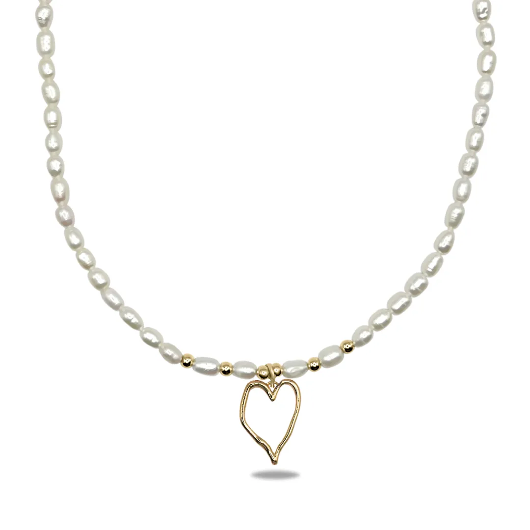 Dainty Freshwater Pearl Necklace with Trendy Charm