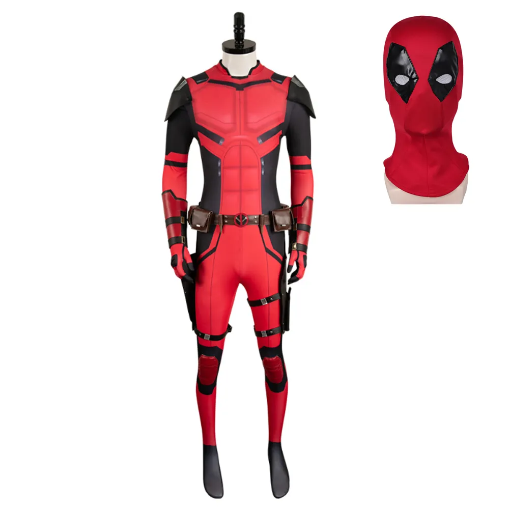 Deadpool 3 Wade Wilson Red Printed Combat Jumpsuit Cosplay Costume Outfits