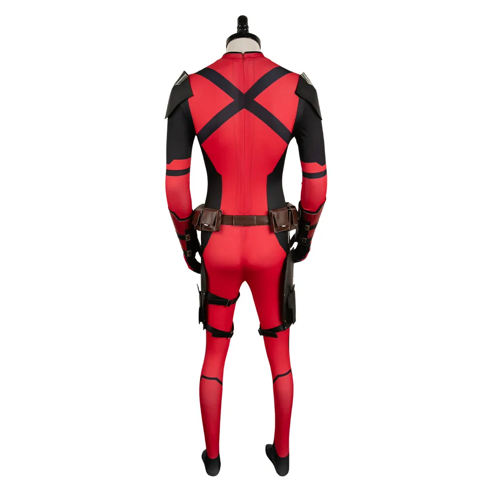 Deadpool 3 Wade Wilson Red Printed Combat Jumpsuit Cosplay Costume Outfits