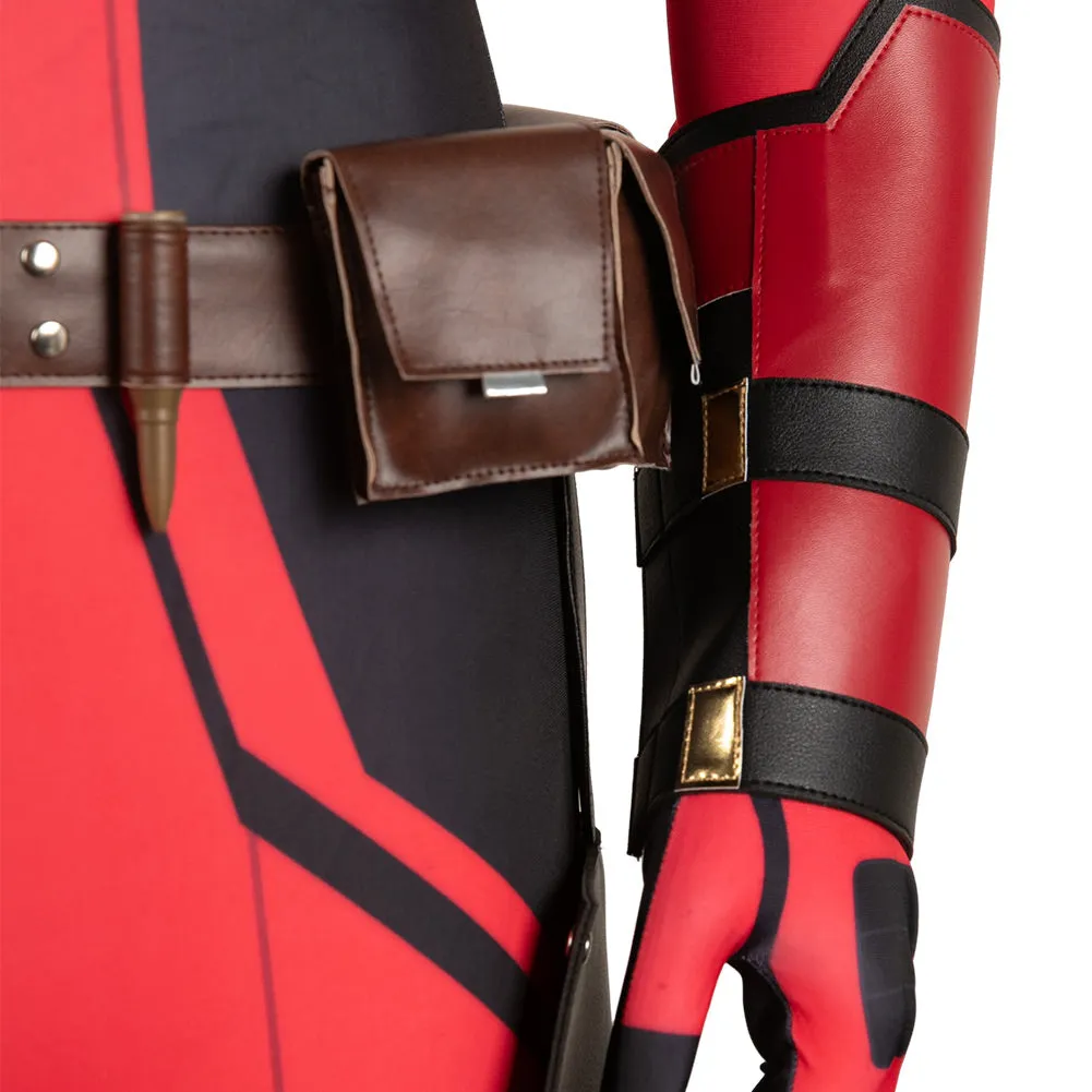 Deadpool 3 Wade Wilson Red Printed Combat Jumpsuit Cosplay Costume Outfits