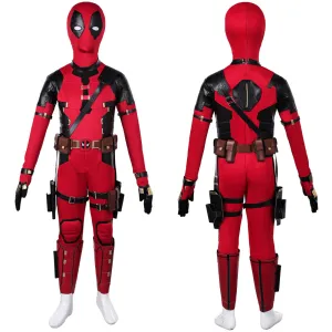 Deadpool Wade Wilson Kids Red Set Cosplay Costume Outfits Halloween Carnival Suit