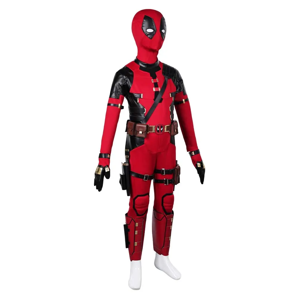 Deadpool Wade Wilson Kids Red Set Cosplay Costume Outfits Halloween Carnival Suit