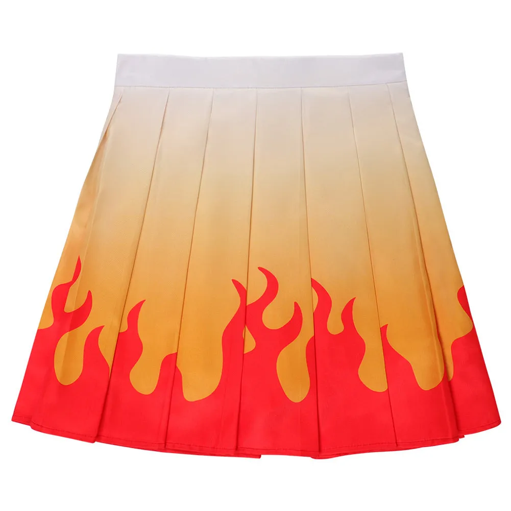 Demon Slayer Rengoku Kyoujurou Cosplay Costume Pleated Skirt Halloween Carnival Suit