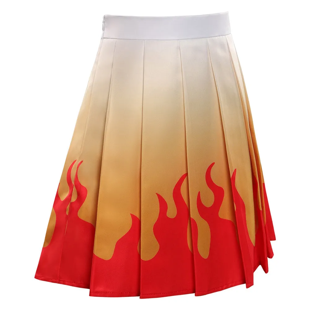Demon Slayer Rengoku Kyoujurou Cosplay Costume Pleated Skirt Halloween Carnival Suit