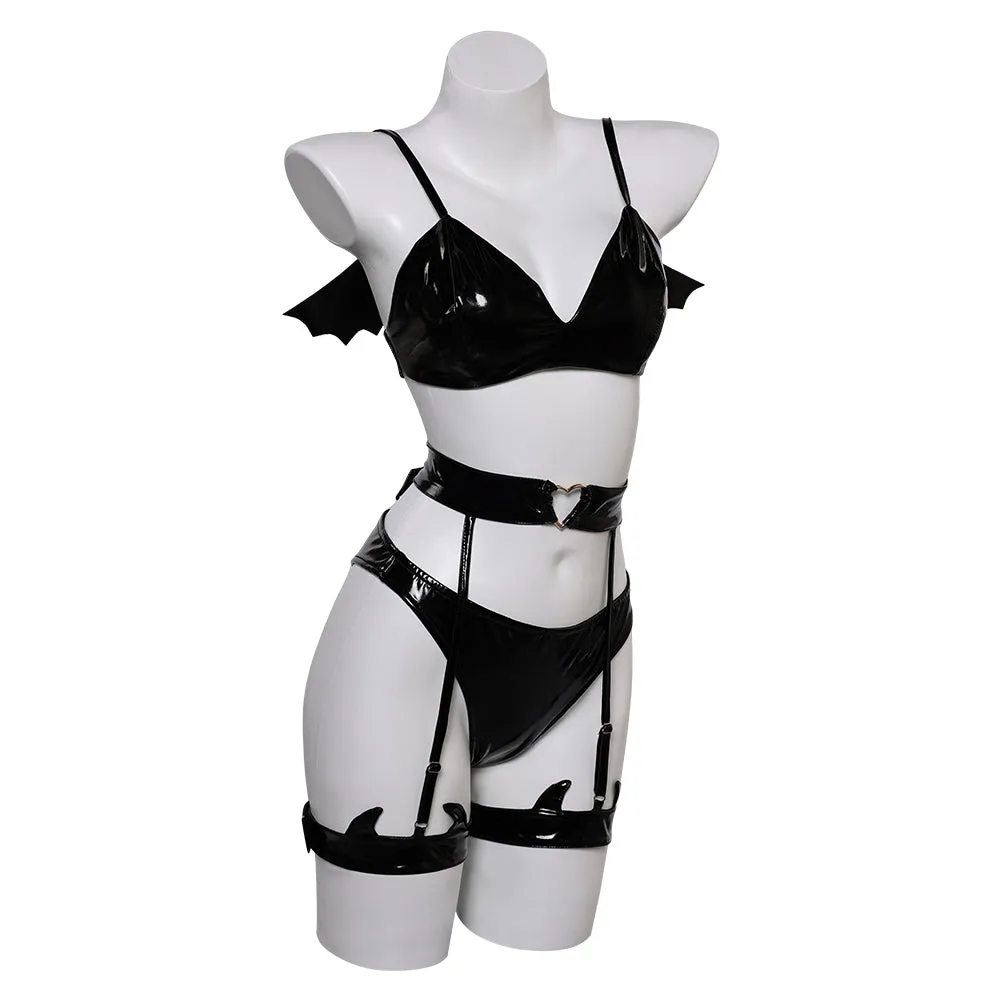 Devil Bat 3 Black Lingerie For Women Cosplay Costume Outfits Halloween Carnival Suit