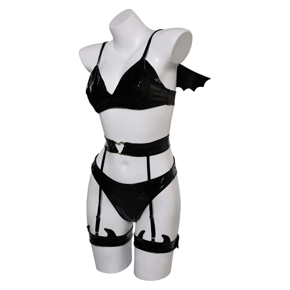 Devil Bat 3 Black Lingerie For Women Cosplay Costume Outfits Halloween Carnival Suit