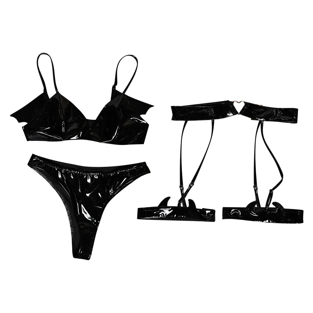 Devil Bat 3 Black Lingerie For Women Cosplay Costume Outfits Halloween Carnival Suit