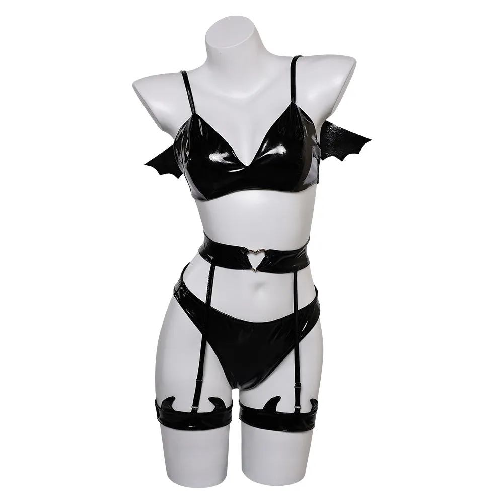 Devil Bat 3 Black Lingerie For Women Cosplay Costume Outfits Halloween Carnival Suit