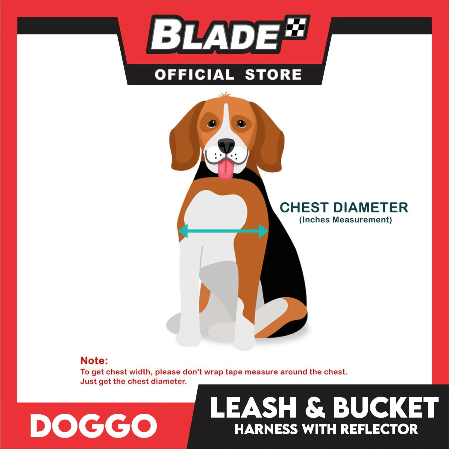 Doggo Leash and Bucket Harness with Reflector Large (Blue) Perfect Set for Your Dog