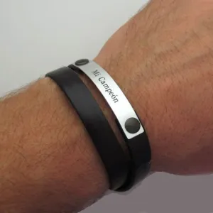 Double Wrap Personalized Leather Bracelet