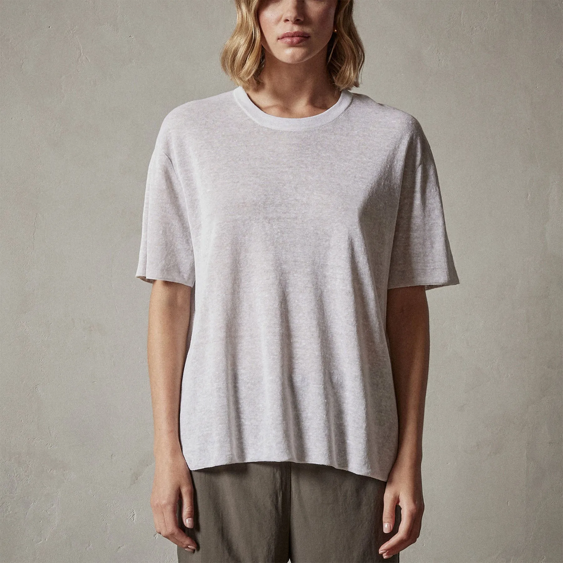 Dunes Linen Crew - White/Natural