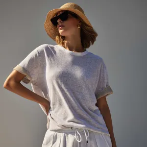 Dunes Linen Crew - White/Natural