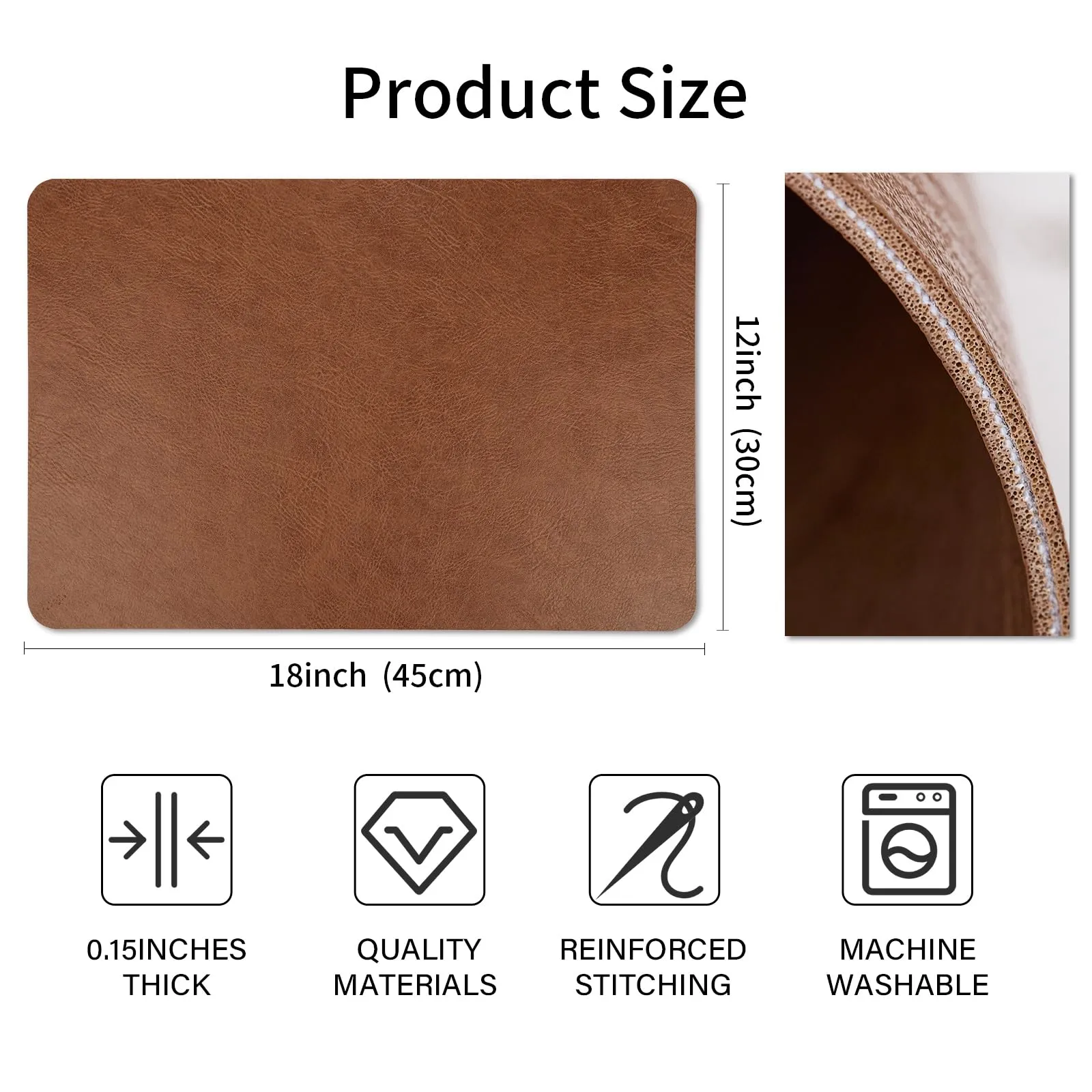 EDanle Cowhide Pattern Faux Leather Placemats Set of 6, Heat Resistant Non-Slip