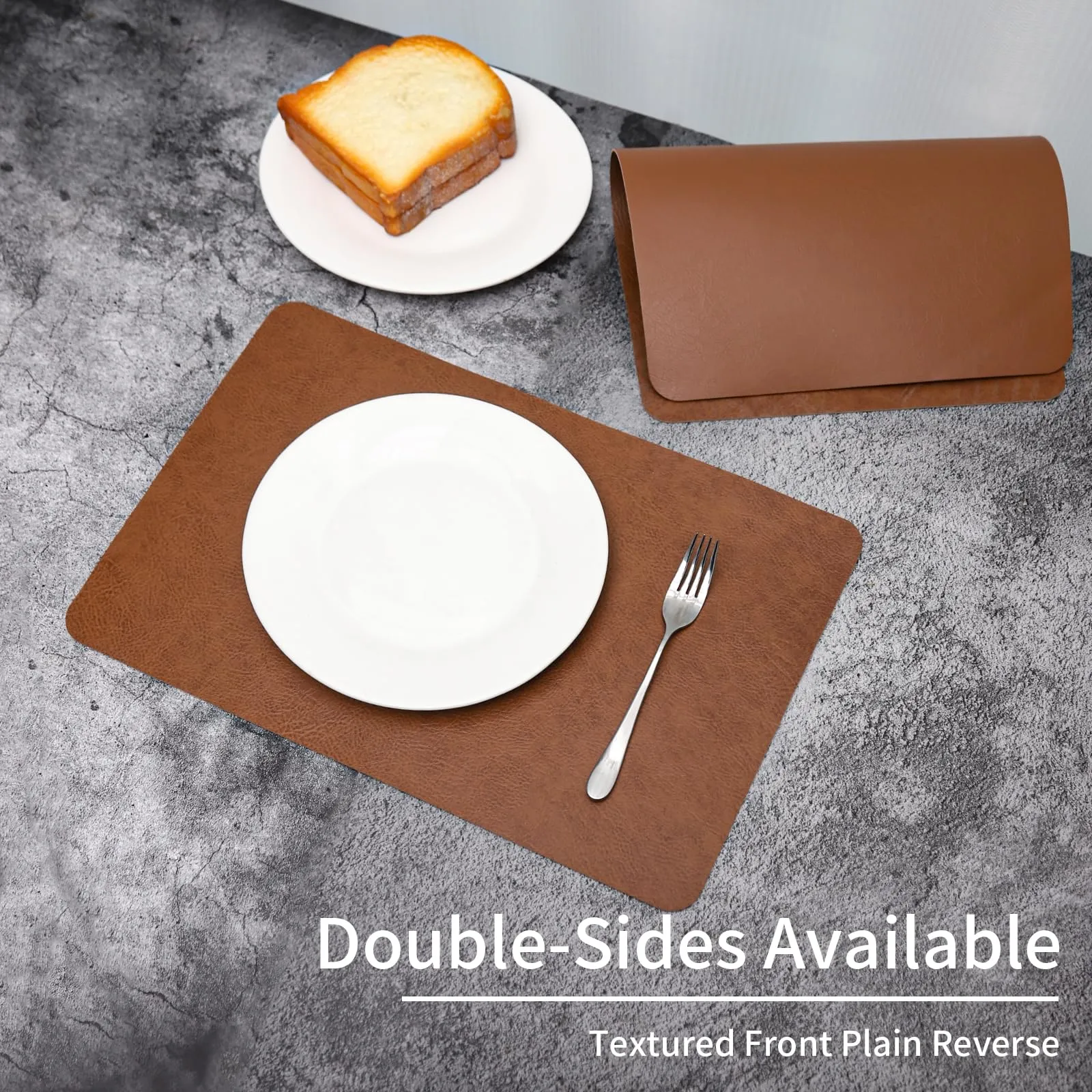 EDanle Cowhide Pattern Faux Leather Placemats Set of 6, Heat Resistant Non-Slip