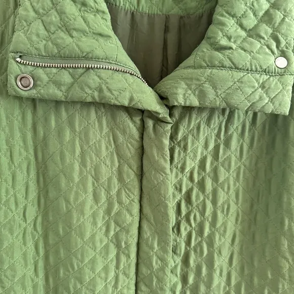 Eileen Fisher Petite Green Quilted Silk Jacket Size SP