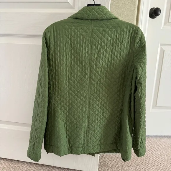 Eileen Fisher Petite Green Quilted Silk Jacket Size SP