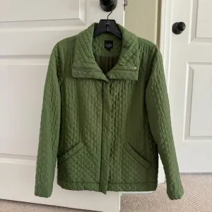 Eileen Fisher Petite Green Quilted Silk Jacket Size SP
