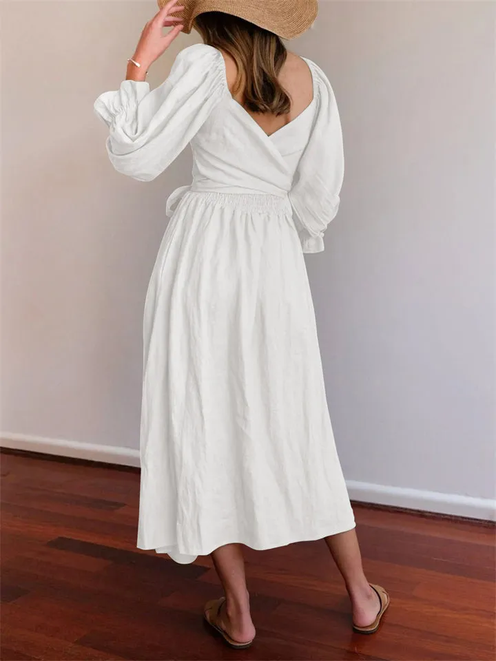 Elegant Puff Sleeve Smocked Dress for Women