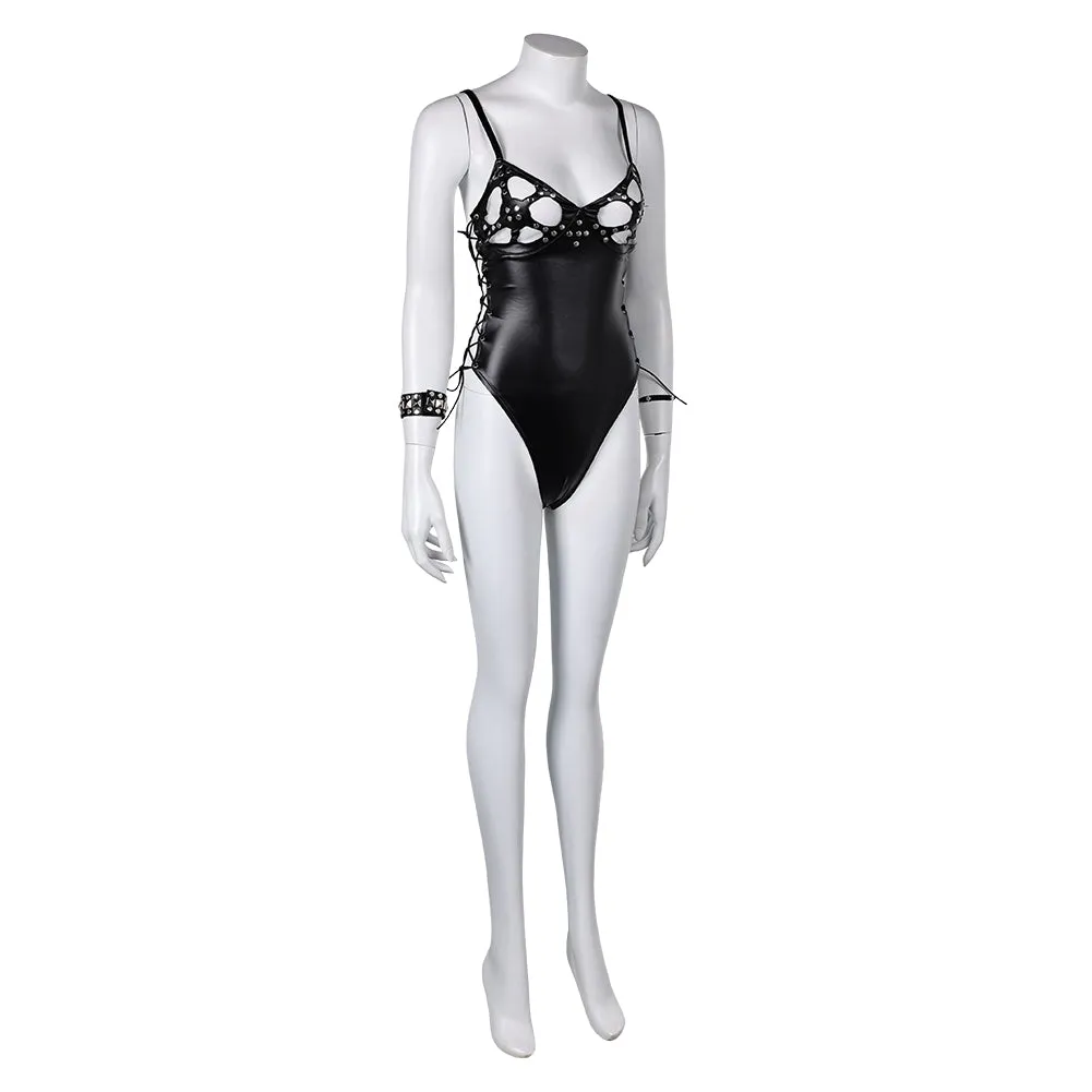 Elvira: Mistress of the Dark Elvira Halloween Sexy Leather Suit Set Cosplay Costume Outfits