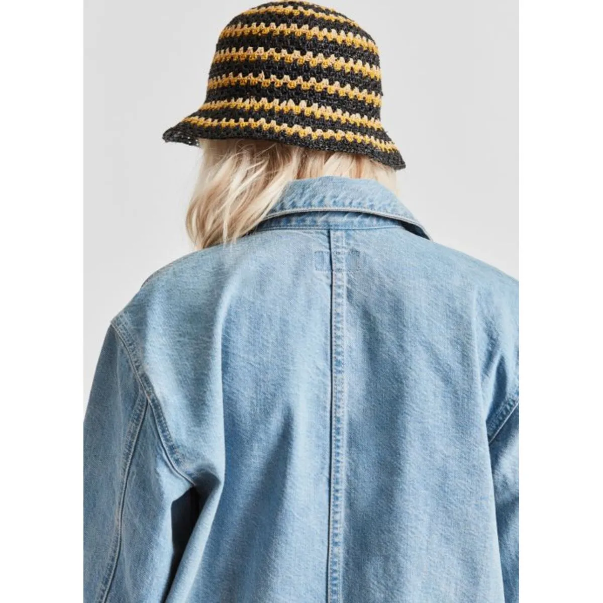Essex Raffia Bucket Hat - Black/White/Sunset