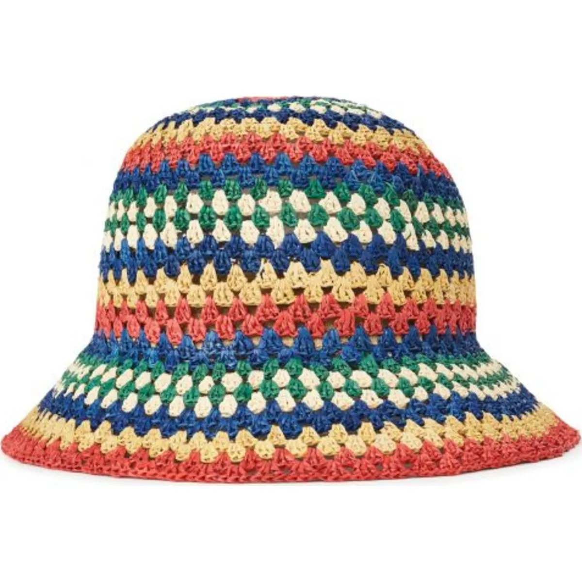 Essex Raffia Bucket Hat - Black/White/Sunset