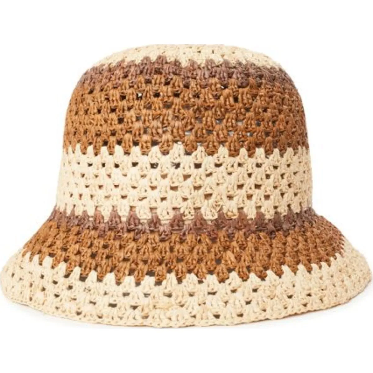 Essex Raffia Bucket Hat - Black/White/Sunset